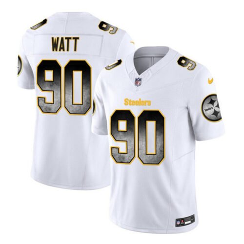 White Pittsburgh Steelers #90 T.J. Watt 2023 F.U.S.E. Smoke Vapor Untouchable Limited Stitched Jersey - PSJ601