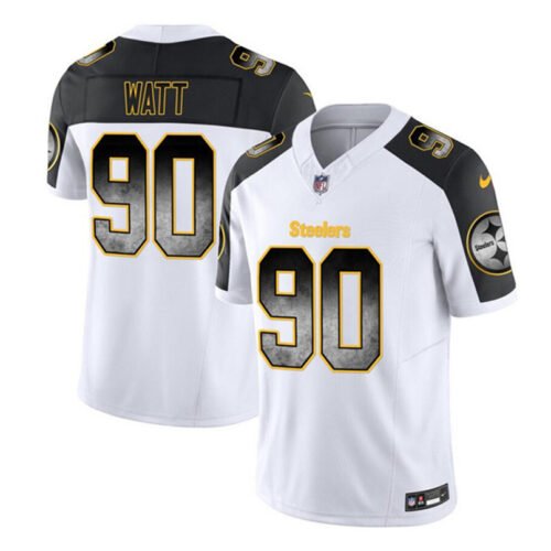 White/Black Pittsburgh Steelers #90 T.J. Watt 2023 F.U.S.E. Smoke Vapor Untouchable Limited Stitched Jersey - PSJ788