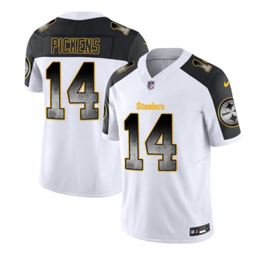 White/Black Pittsburgh Steelers #14 George Pickens 2023 F.U.S.E. Smoke Vapor Untouchable Limited Stitched Jersey - PSJ39