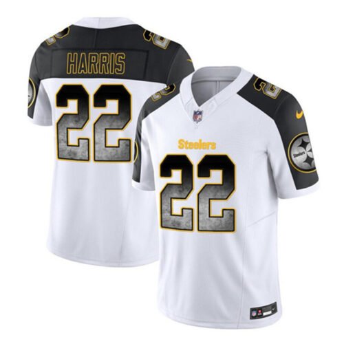 White/Black Pittsburgh Steelers #22 Najee Harris 2023 F.U.S.E. Smoke Vapor Untouchable Limited Stitched Jersey - PSJ775