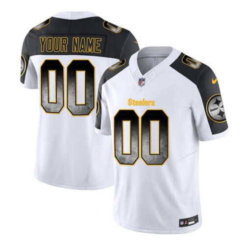 White/Black Pittsburgh Steelers Active Player Custom 2023 F.U.S.E. Smoke Vapor Untouchable Limited Stitched Jersey - PSJ323