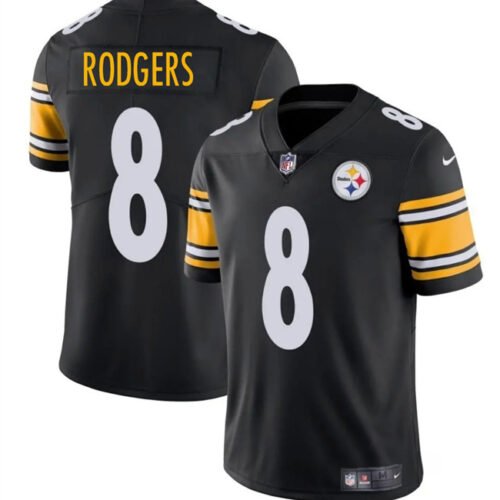 Black Pittsburgh Steelers #8 Aaron Rodgers 2025 Vapor Limited Stitched Football Jersey - PSJ297