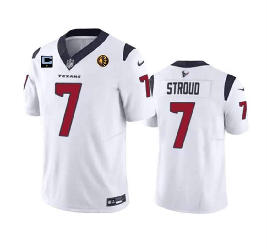 White Houston Texans #7 C.J. Stroud 2023 F.U.S.E. With 1-Star C Patch John Madden Patch Vapor Limited Stitched Football Jersey - HTJ165