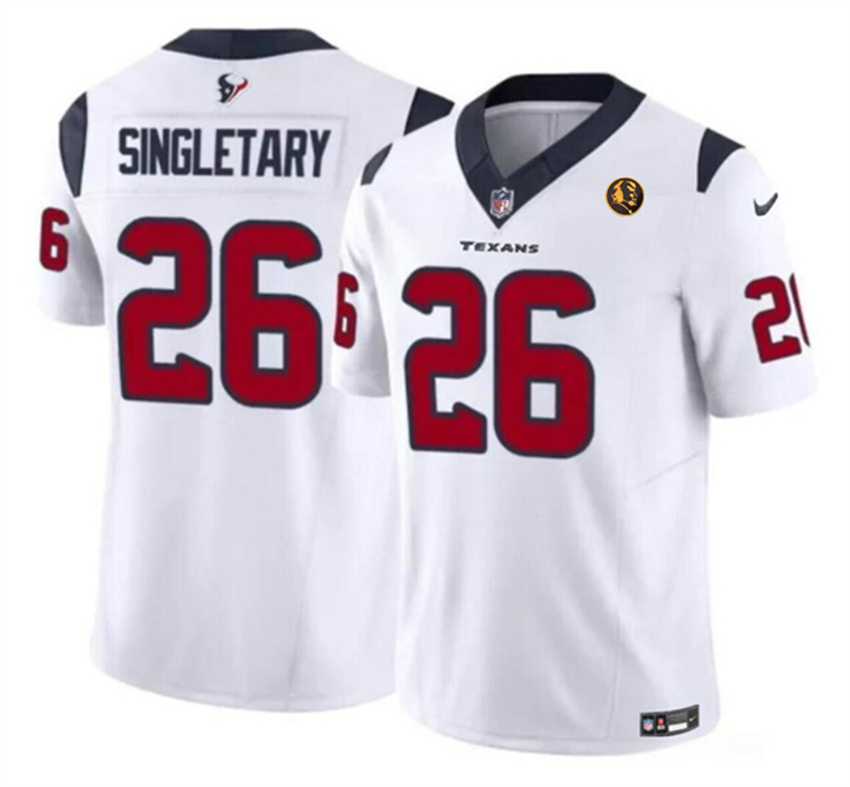 White Houston Texans #26 Devin Singletary 2023 F.U.S.E. With John Madden Patch Vapor Limited Stitched Football Jersey - HTJ363