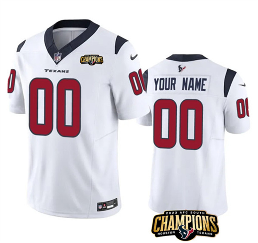 White Houston Texans Active Player Custom 2023 F.U.S.E. AFC South Champions Patch Vapor Limited Stitched Football Jersey - HTJ186