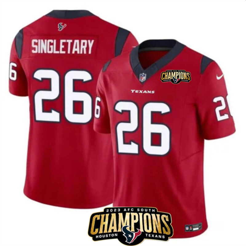 Red Houston Texans #26 Devin Singletary 2023 F.U.S.E. AFC South Champions Patch Vapor Untouchable Limited Stitched Football Jersey - HTJ77