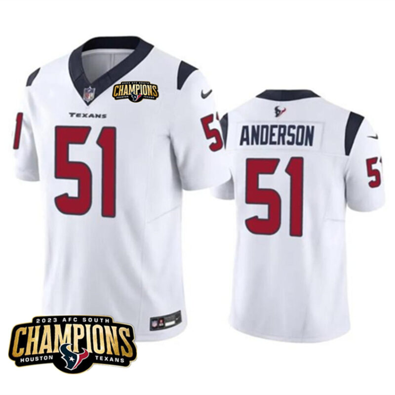 White Houston Texans #51 Will Anderson Jr. 2023 F.U.S.E. AFC South Champions Patch Vapor Untouchable Limited Stitched Football Jersey - HTJ229
