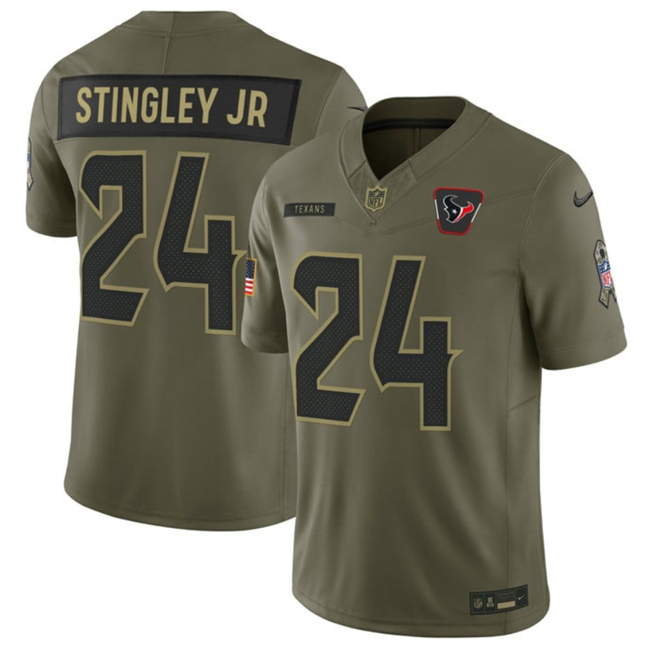 Olive Houston Texans #24 Derek Stingley Jr. 2025 F.U.S.E. Salute to Service Limited Stitched Football Jersey - HTJ166