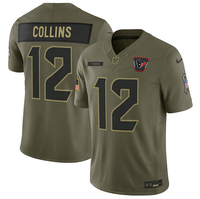Olive Houston Texans #12 Nico Collins 2025 F.U.S.E. Salute to Service Limited Stitched Football Jersey - HTJ233