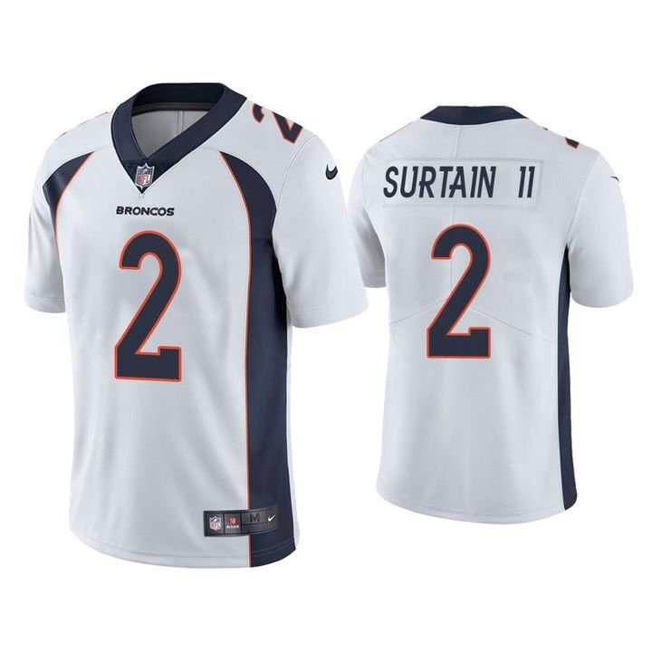 White Denver Broncos #2 Patrick Surtain II 2021 NFL Draft  Vapor Untouchable Limited Stitched Jersey