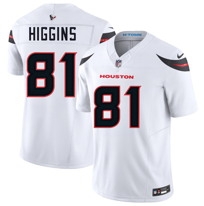 White Houston Texans #81 Jayden Higgins 2025 Draft Vapor F.U.S.E. Limited Stitched jersey - HTJ94