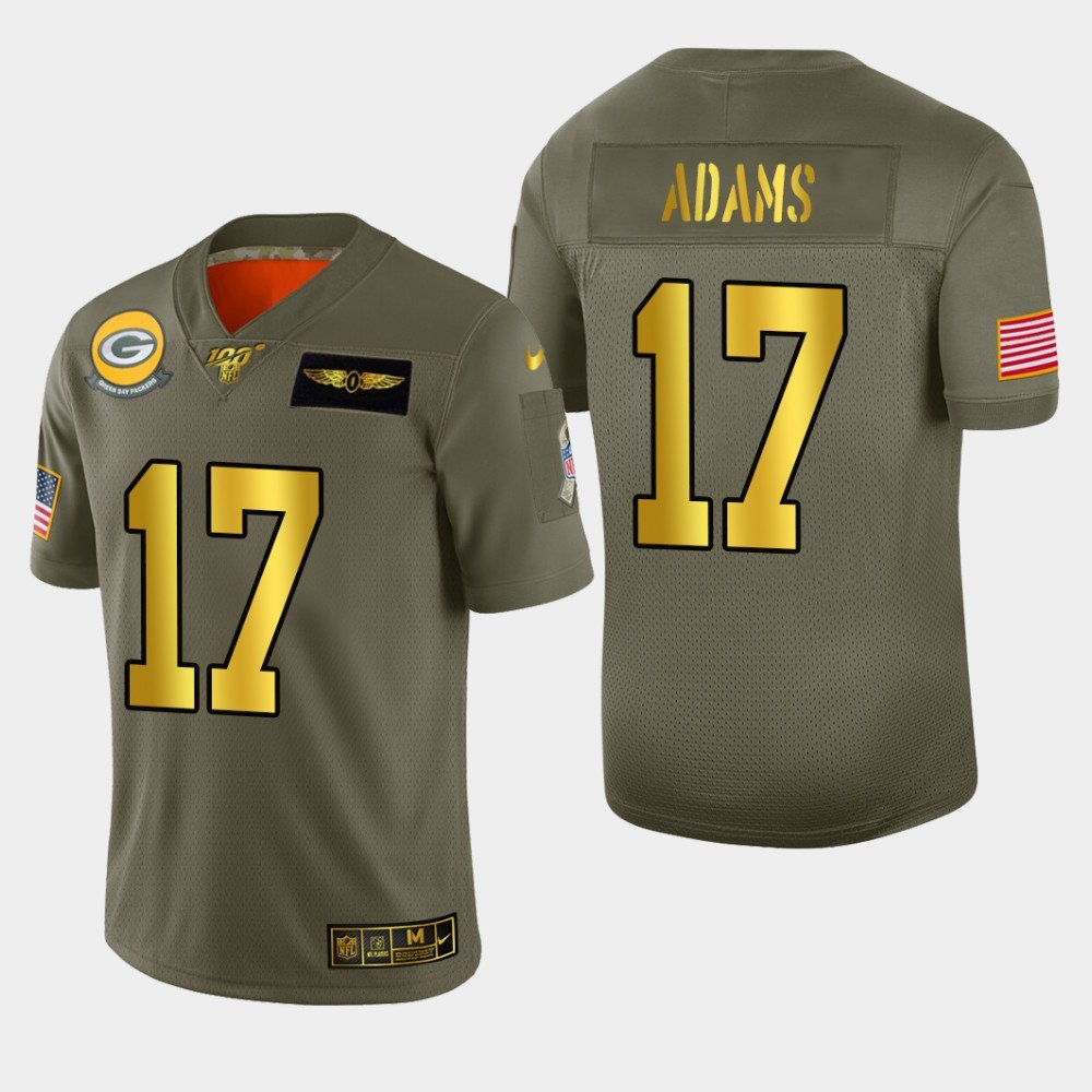 Nike Packers #17 Davante Adams Olive Gold 2019 Salute to Service NFL 100 Limited Jersey - GBJ148