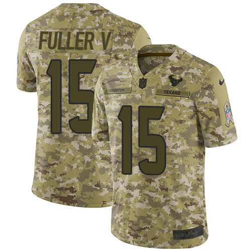 Nike Texans #15 Will Fuller V Camo Stitched NFL Limited 2018 Salute To Service Jersey - HTJ237