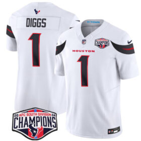 White Houston Texans #1 Stefon Diggs F.U.S.E. 2024 AFC South Division Champions Vapor Limited Stitched Football Jersey - HTJ55