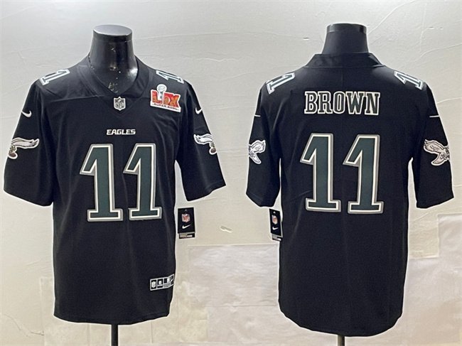 Black Philadelphia Eagles Custom 2025 Super Bowl LIX Patch Fashion New Vapor Untouchable Limited Stitched Football Jersey - PEL33