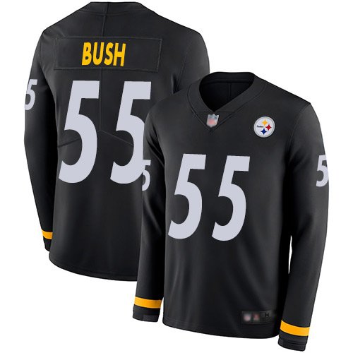 Nike Steelers #55 Devin Bush Black Team Color Stitched NFL Limited Therma Long Sleeve Jersey - PSJ574