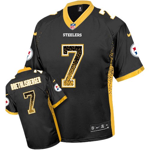 Nike Steelers #7 Ben Roethlisberger Black Team Color Stitched NFL Elite Drift Fashion Jersey - PSJ222