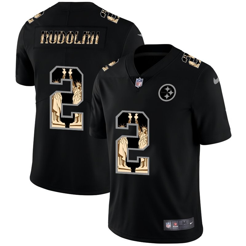 Pittsburgh Steelers #2 Mason Rudolph Carbon Black Vapor Statue Of Liberty Limited NFL Jersey - PSJ419
