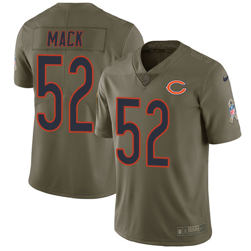 Nike Bears #52 Khalil Mack Olive Stitched NFL Limited 2017 Salute To Service Jersey - CBJ04