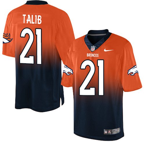 Nike Broncos #21 Aqib Talib Orange/Navy Blue Stitched NFL Elite Fadeaway Fashion Jersey