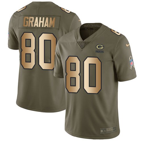 Nike Packers #80 Jimmy Graham Olive/Gold Stitched NFL Limited 2017 Salute To Service Jersey - GBJ272