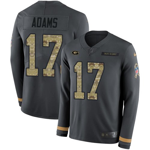 Nike Packers #17 Davante Adams Anthracite Salute to Service Stitched NFL Limited Therma Long Sleeve Jersey - GBJ563