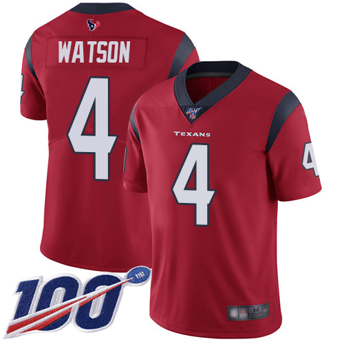 Nike Texans #4 Deshaun Watson Red Alternate Stitched NFL 100th Season Vapor Limited Jersey - HTJ87