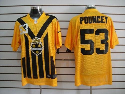 Nike Steelers #53 Maurkice Pouncey Gold 1933s Throwback Embroidered NFL Elite Jersey - PSJ766