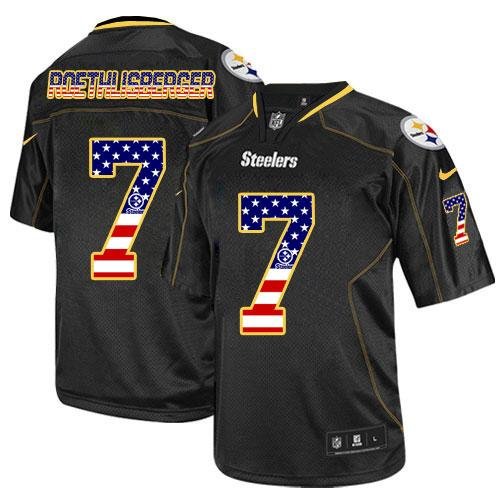Nike Steelers #7 Ben Roethlisberger Black Stitched NFL Elite USA Flag Fashion Jersey - PSJ186