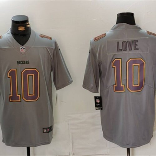 Grey Green Bay Packers #10 Jordan Love Atmosphere Fashion Stitched Football Jersey - GBJ196