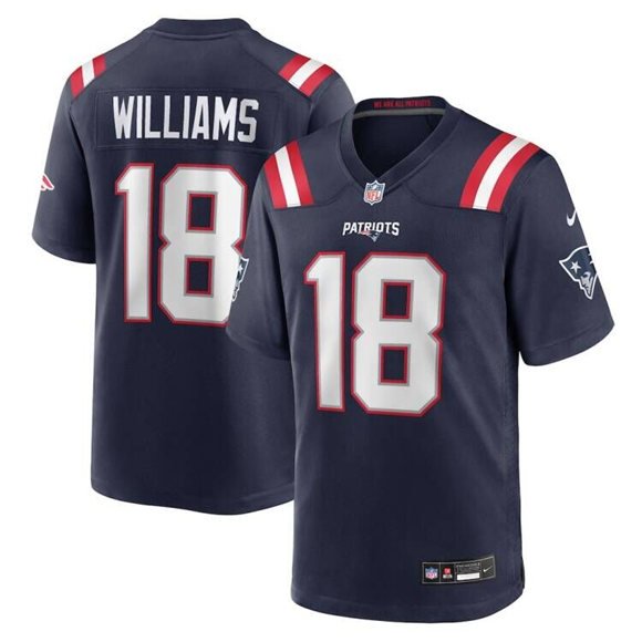 Navy New England Patriots #18 Kyle Williams 2025 Stitched Game Jersey - NEP82