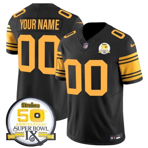 Black Pittsburgh Steelers Active Player Custom 2024 F.U.S.E. 50th Anniversary Of Super Bowl IX Color Rush Limited Stitched Jersey - PSJ66