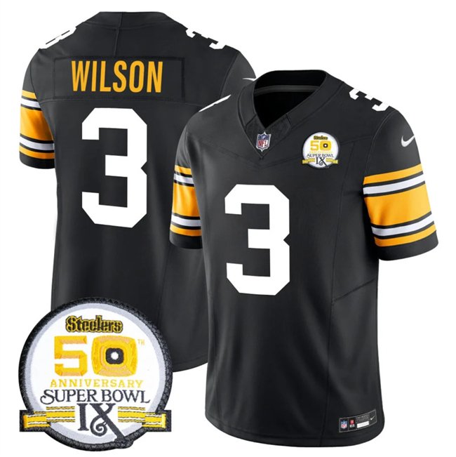 Black Pittsburgh Steelers #3 Russell Wilson 2024 F.U.S.E. 50th Anniversary Of Super Bowl IX Vapor Untouchable Limited Stitched Jersey - PSJ302