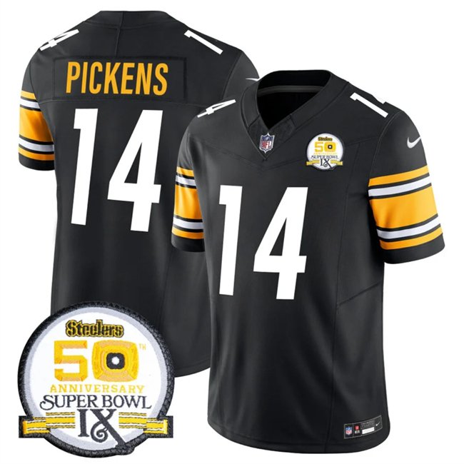 Black Pittsburgh Steelers #14 George Pickens 2024 F.U.S.E. 50th Anniversary Of Super Bowl IX Alternate Vapor Untouchable Limited Stitched Jersey - PSJ252