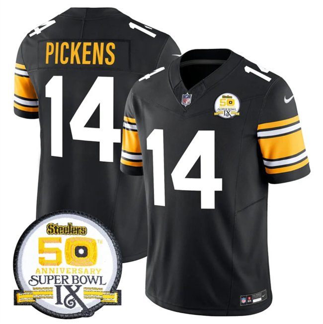 Black Pittsburgh Steelers #14 George Pickens 2024 F.U.S.E. 50th Anniversary Of Super Bowl IX Vapor Untouchable Limited Stitched Jersey - PSJ100