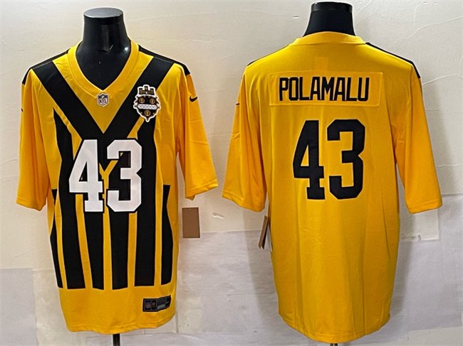 Gold Pittsburgh Steelers #43 Troy Polamalu 1933 Throwback Alternate Stitched Football Jersey - PSJ426