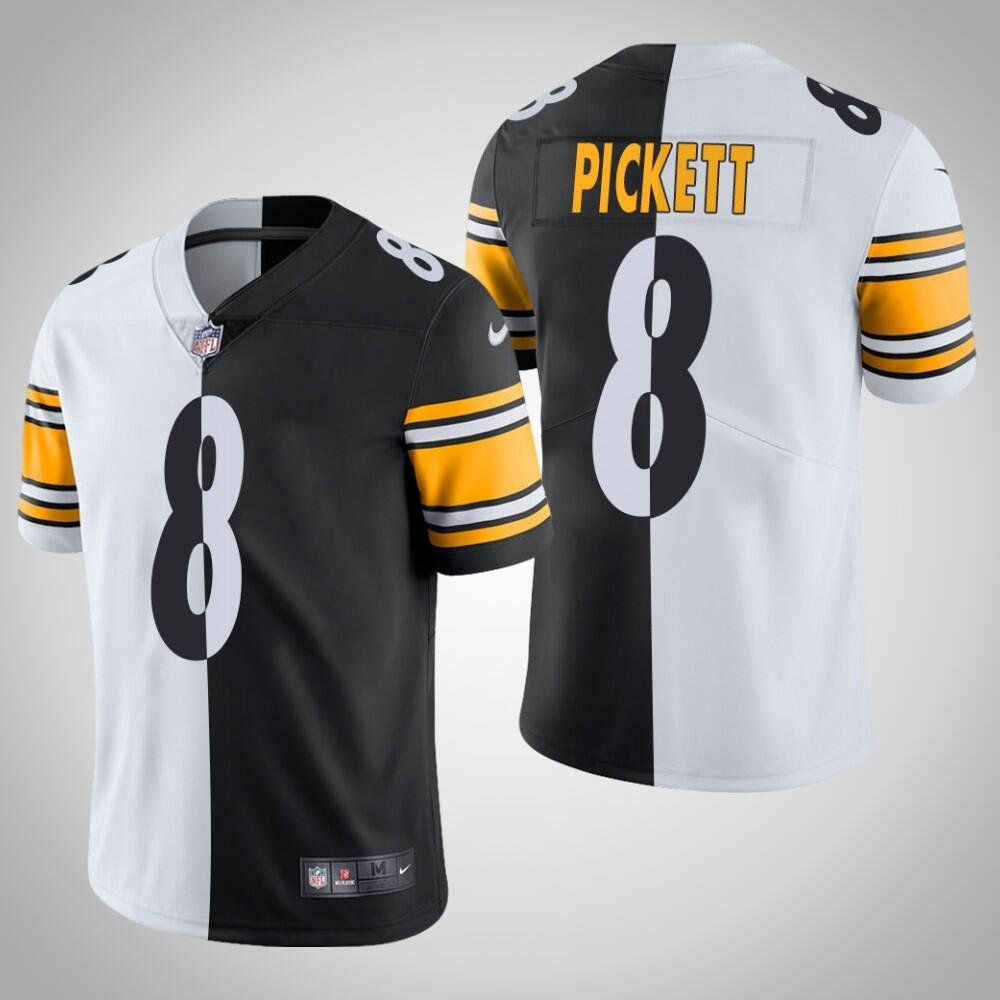 White/Black Pittsburgh Steelers #8 Kenny Pickett Split Limited Stitched Jersey - PSJ299