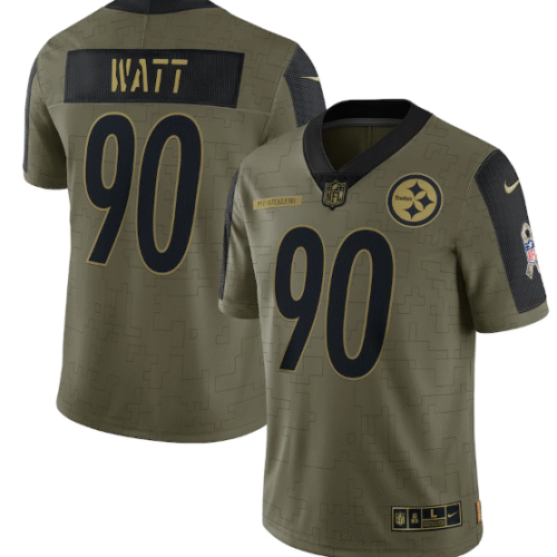 Olive Pittsburgh Steelers #90 T.J. Watt 2021 Salute To Service Limited Stitched Jersey - PSJ427