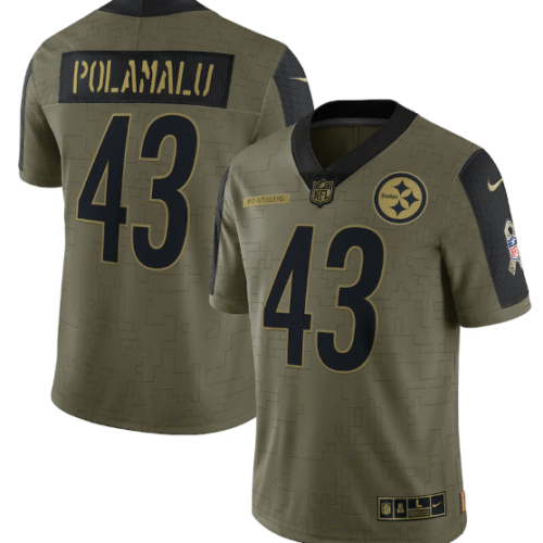 Olive Pittsburgh Steelers #43 Troy Polamalu 2021 Salute To Service Limited Stitched Jersey - PSJ576