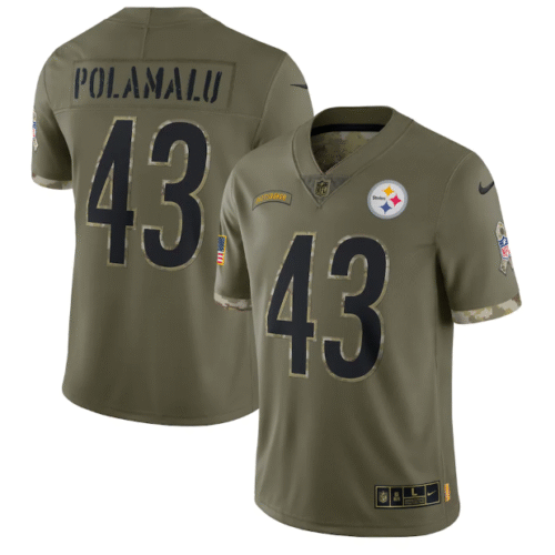 Pittsburgh Steelers #43 Troy Polamalu Olive 2022 Salute To Service Limited Stitched Jersey - PSJ807