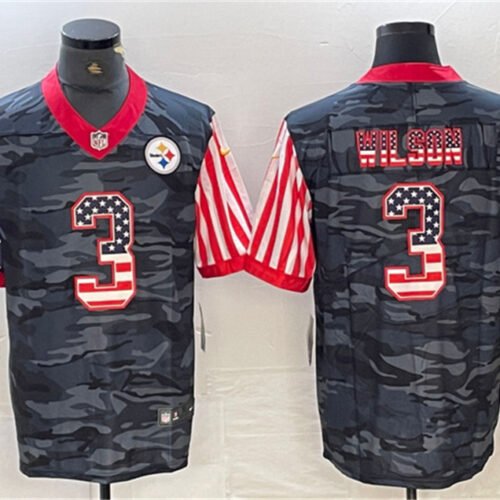 Camo Pittsburgh Steelers #3 Russell Wilson USA Flag Limited Stitched Jersey - PSJ815