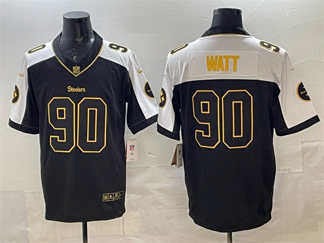 Black/White Pittsburgh Steelers #90 T.J. Watt F.U.S.E. Vapor Untouchable Limited Stitched Jersey - PSJ692