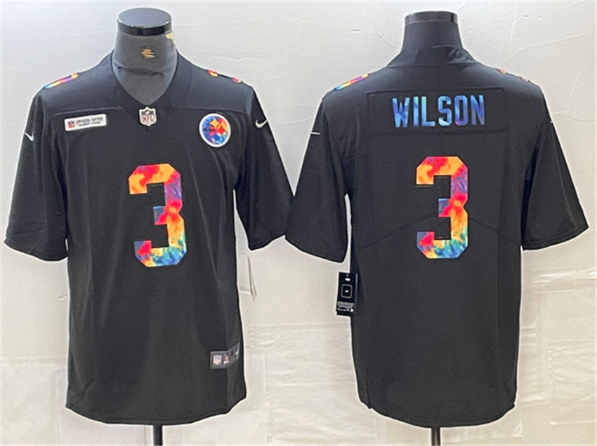 Black Pittsburgh Steelers #3 Russell Wilson Crucial Catch Limited Stitched Jersey - PSJ105