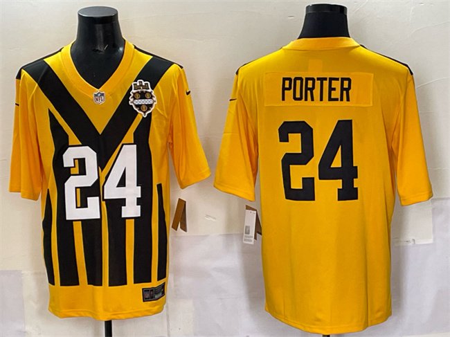Gold Pittsburgh Steelers #24 Joey Porter Jr. 1933 Throwback Alternate Stitched Football Jersey - PSJ676