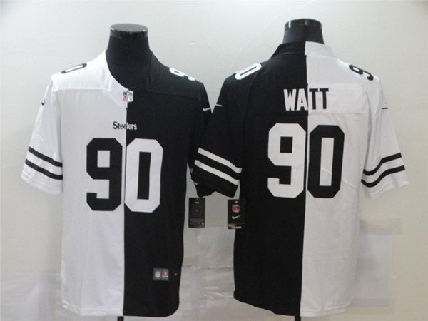 Pittsburgh Steelers Black & White Split #90 T. J. Watt Limited Stitched Jersey - PSJ282