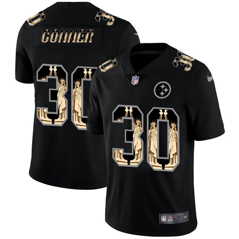 Pittsburgh Steelers #30 James Conner Carbon Black Vapor Statue Of Liberty Limited NFL Jersey - PSJ825
