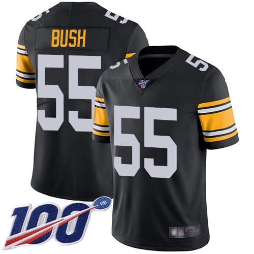 Nike Steelers #55 Devin Bush Black Alternate Stitched NFL 100th Season Vapor Limited Jersey - PSJ277