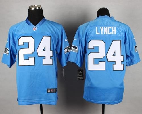 Nike Seahawks #24 Marshawn Lynch Light Blue Stitched NFL Elite Jersey