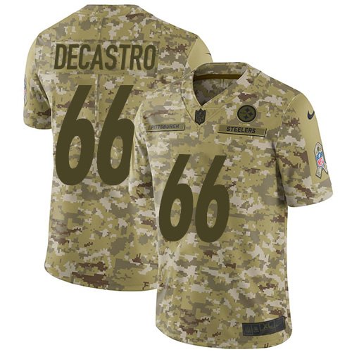 Nike Steelers #66 David DeCastro Camo Stitched NFL Limited 2018 Salute To Service Jersey - PSJ782