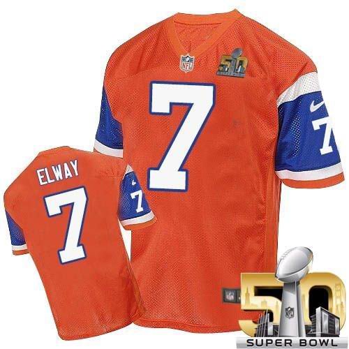 Broncos Orange #7 John Elway Throwback Super Bowl 50 Stitched NFL Elite Jersey